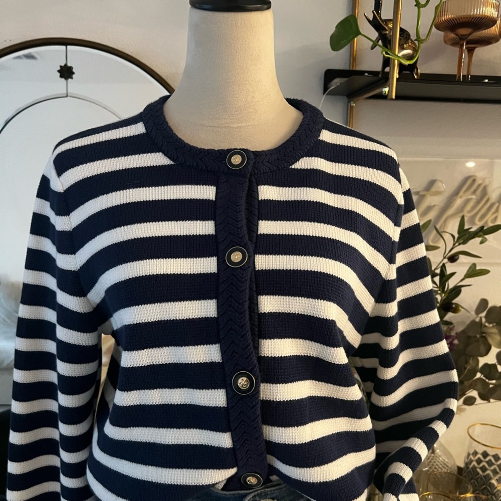 J Crew Factory Striped Lady Cardigan - Picture 2 of 5